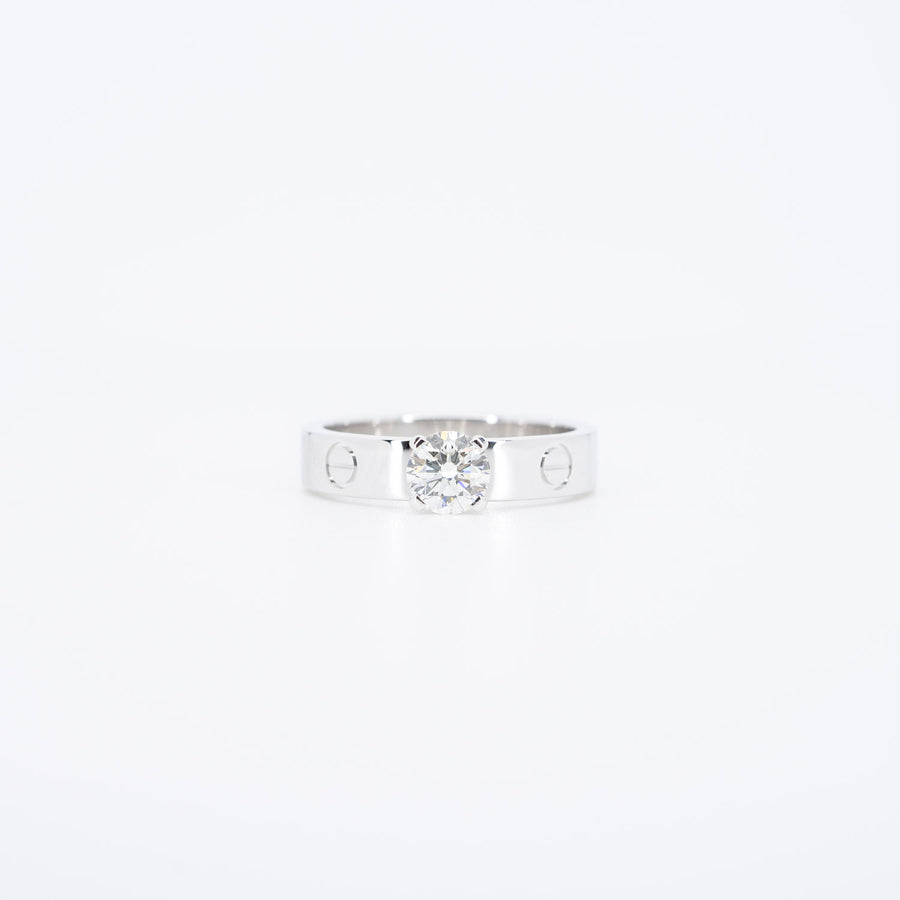 แหวน Cartier Love Solitaire Ring 0.50ct H VVS1 18K White Gold Size 51# (Used) #vrcar 6378