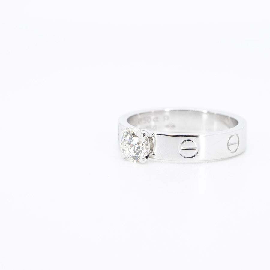 แหวน Cartier Love Solitaire Ring 0.50ct H VVS1 18K White Gold Size 51# (Used) #vrcar 6378