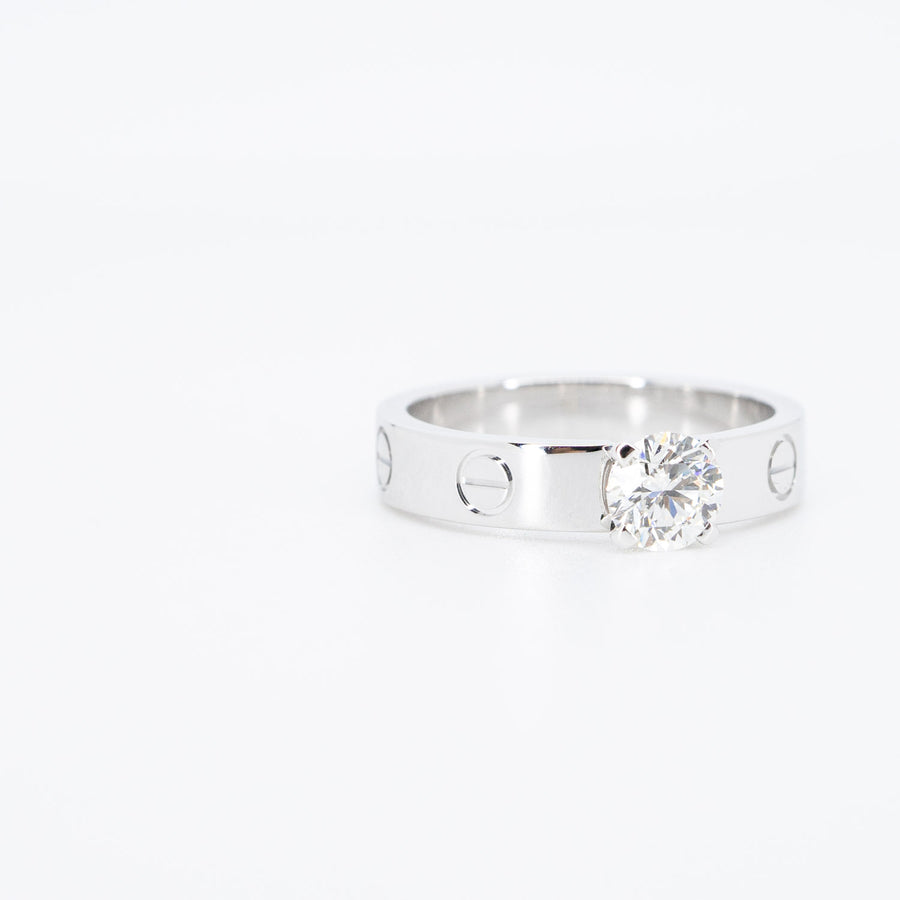 แหวน Cartier Love Solitaire Ring 0.50ct H VVS1 18K White Gold Size 51# (Used) #vrcar 6378