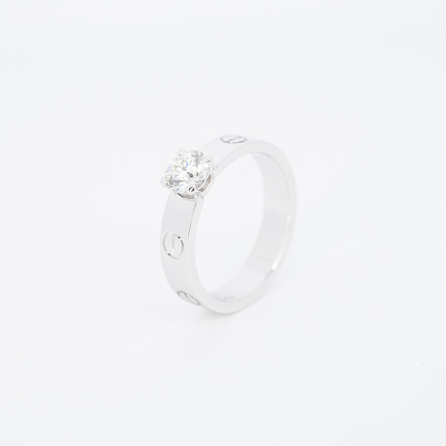 แหวน Cartier Love Solitaire Ring 0.50ct H VVS1 18K White Gold Size 51# (Used) #vrcar 6378