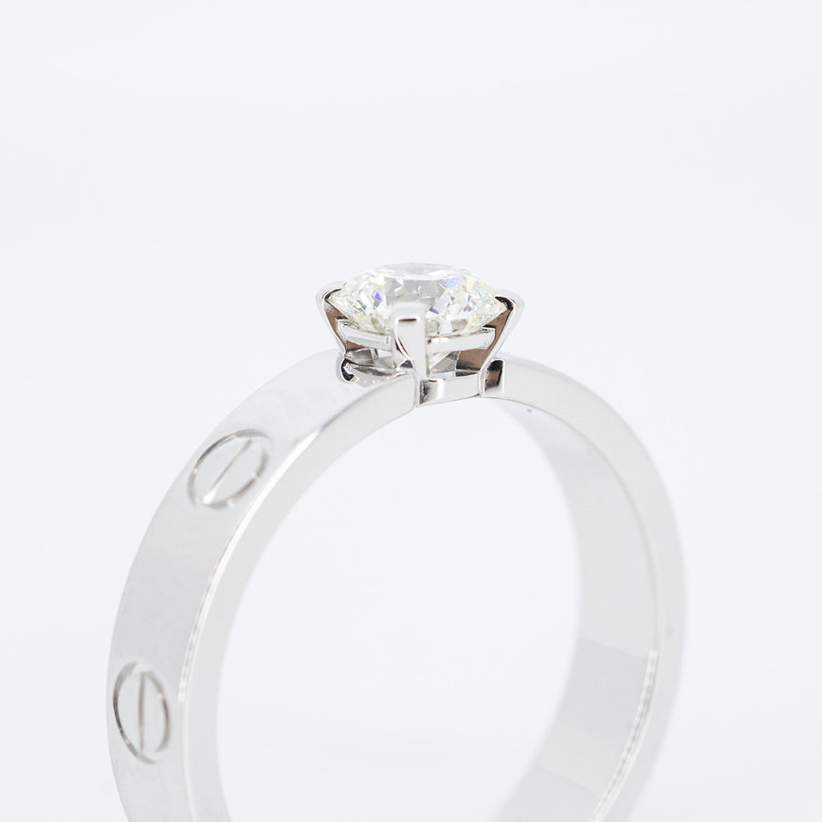 แหวน Cartier Love Solitaire Ring 0.50ct H VVS1 18K White Gold Size 51# (Used) #vrcar 6378