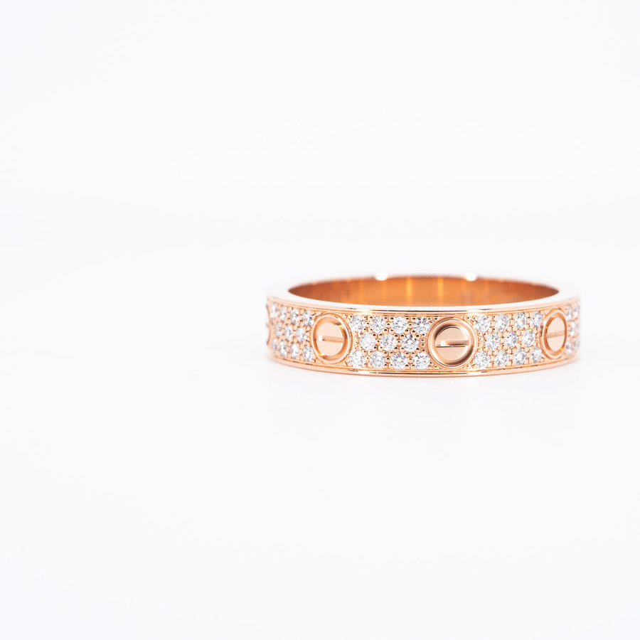 แหวน Cartier Love Band with Pave Diamonds 18K Rose Gold Size 52# (Used) #vrcalrf 6385