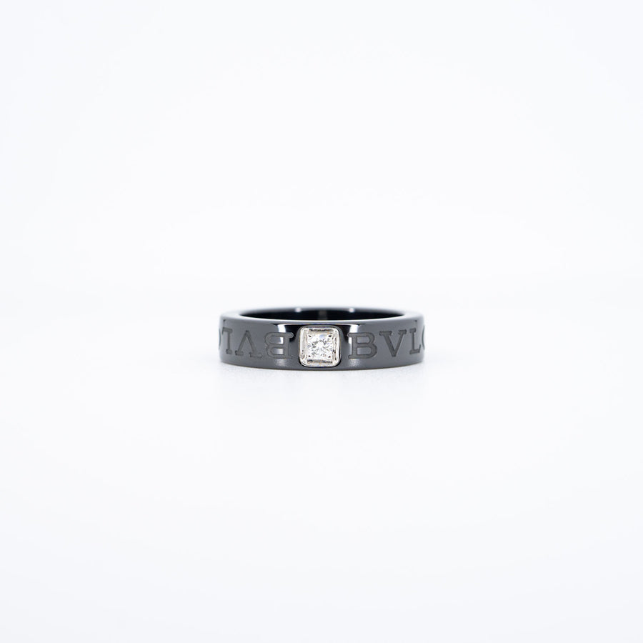 แหวน Bvlgari B.zero1 Essential band ring Anillo With Diamond Ceramic&White Gold Size 50# (Used) #vrbvrim 6403