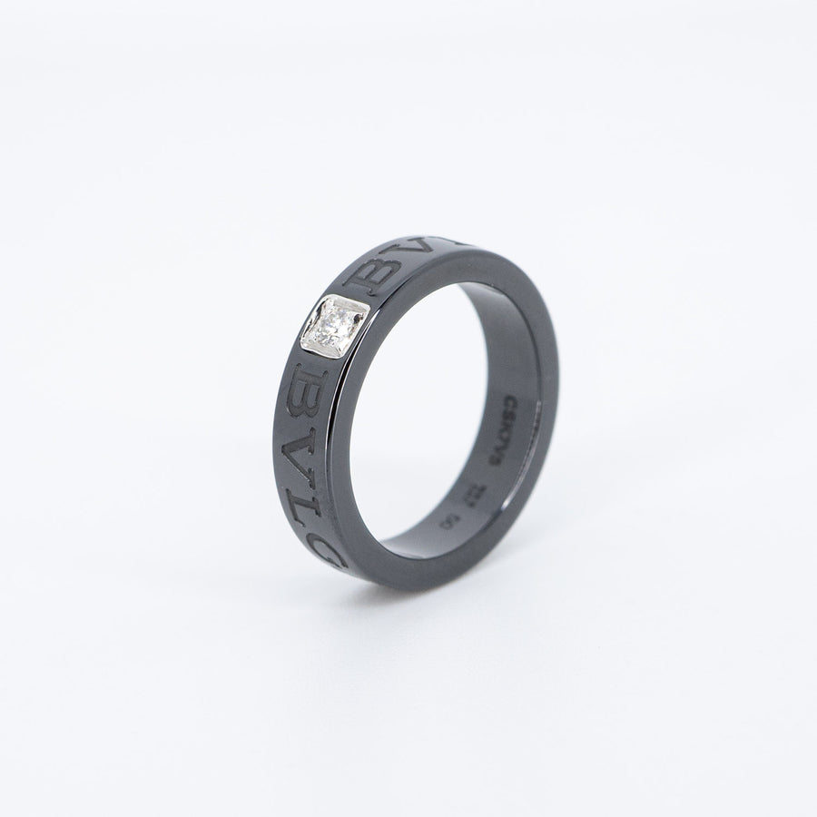 แหวน Bvlgari B.zero1 Essential band ring Anillo With Diamond Ceramic&White Gold Size 50# (Used) #vrbvrim 6403