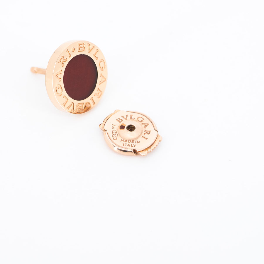 ต่างหู Bvlgari Bvlgari single stud earring with carnelian 18K Rose Gold (Used) #vrbveim 6413 #gemstone