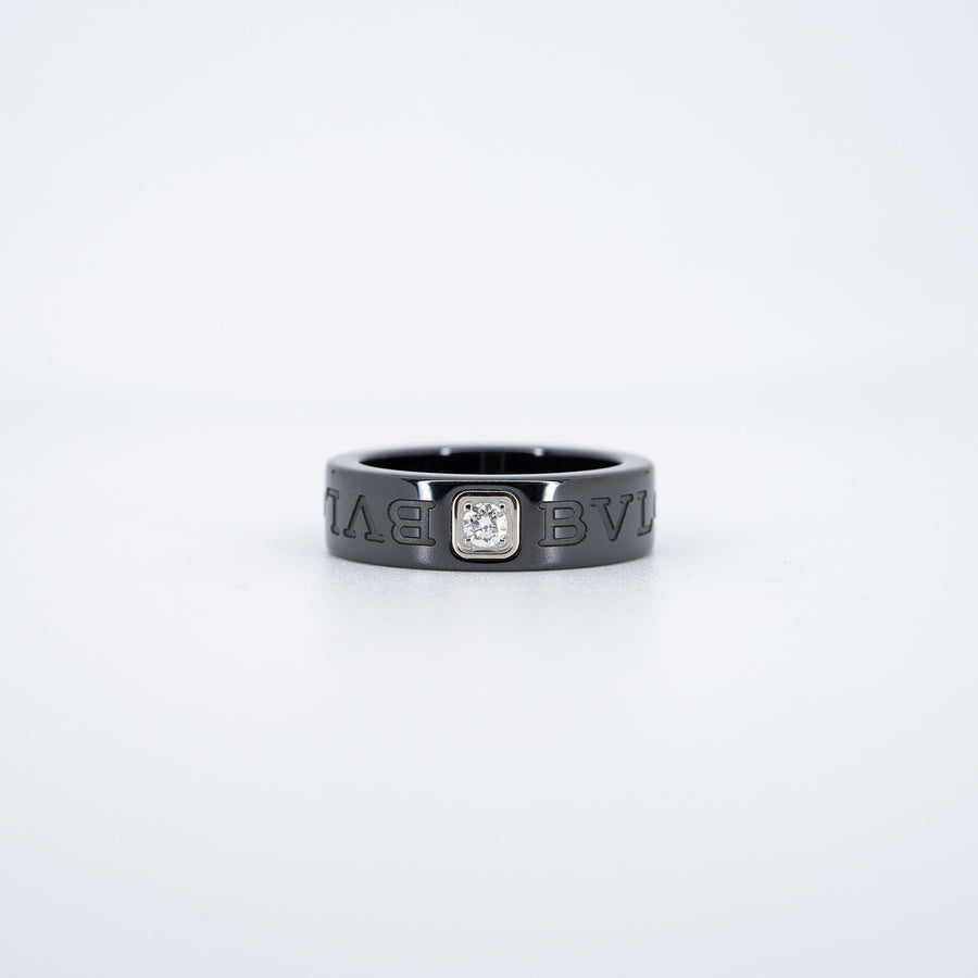 แหวน Bvlgari B.zero1 Essential band ring Anillo With Diamond Ceramic&White Gold Size 47# (Used) #vrbvrim 6401