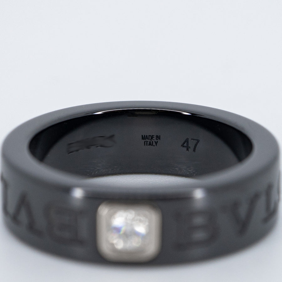 แหวน Bvlgari B.zero1 Essential band ring Anillo With Diamond Ceramic&White Gold Size 47# (Used) #vrbvrim 6401