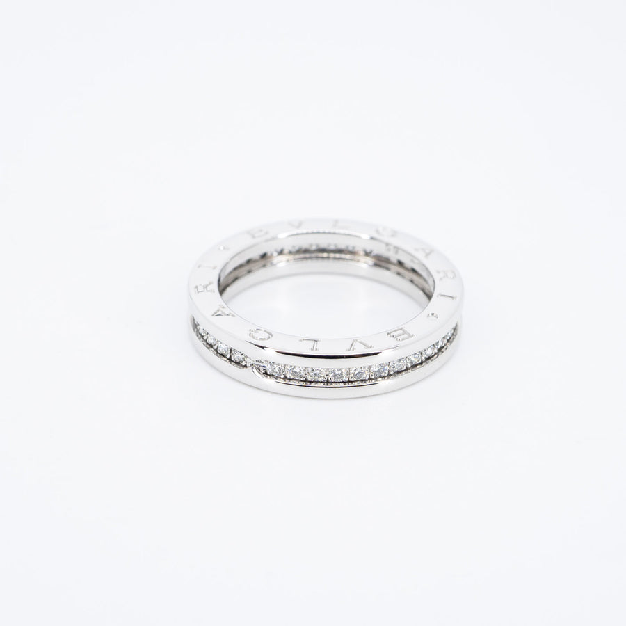 แหวน Bvlgari B.zero1 1band with Pave Diamond Eternity ring 18K White Gold Size 59# (Used) #vrbvrim 6393