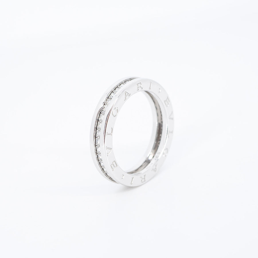 แหวน Bvlgari B.zero1 1band with Pave Diamond Eternity ring 18K White Gold Size 59# (Used) #vrbvrim 6393