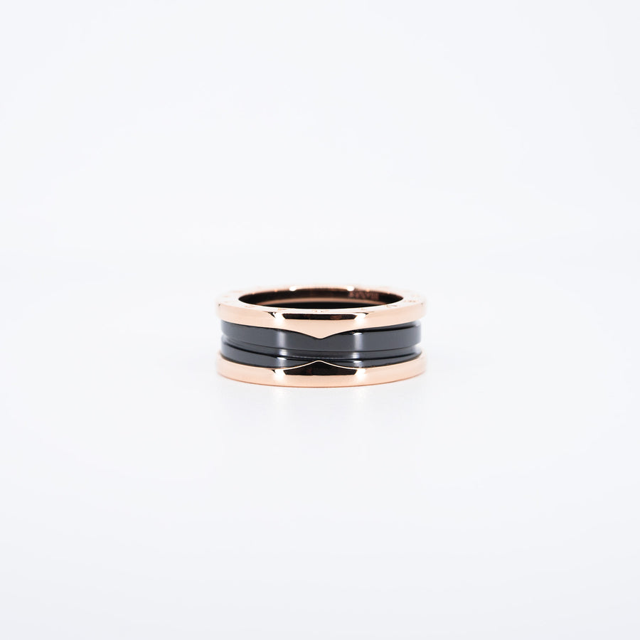 แหวน Bvlgari B.zero1 2band Black Ceramic Ring 18K Rose Gold Size 59# (Used) #vrbvrim 6404