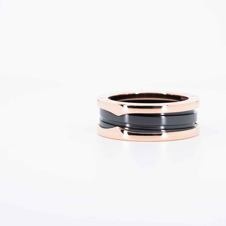 แหวน Bvlgari B.zero1 2band Black Ceramic Ring 18K Rose Gold Size 59# (Used) #vrbvrim 6404