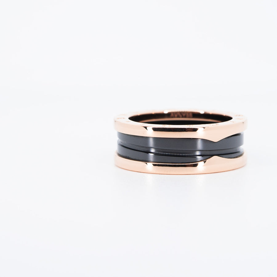 แหวน Bvlgari B.zero1 2band Black Ceramic Ring 18K Rose Gold Size 59# (Used) #vrbvrim 6404