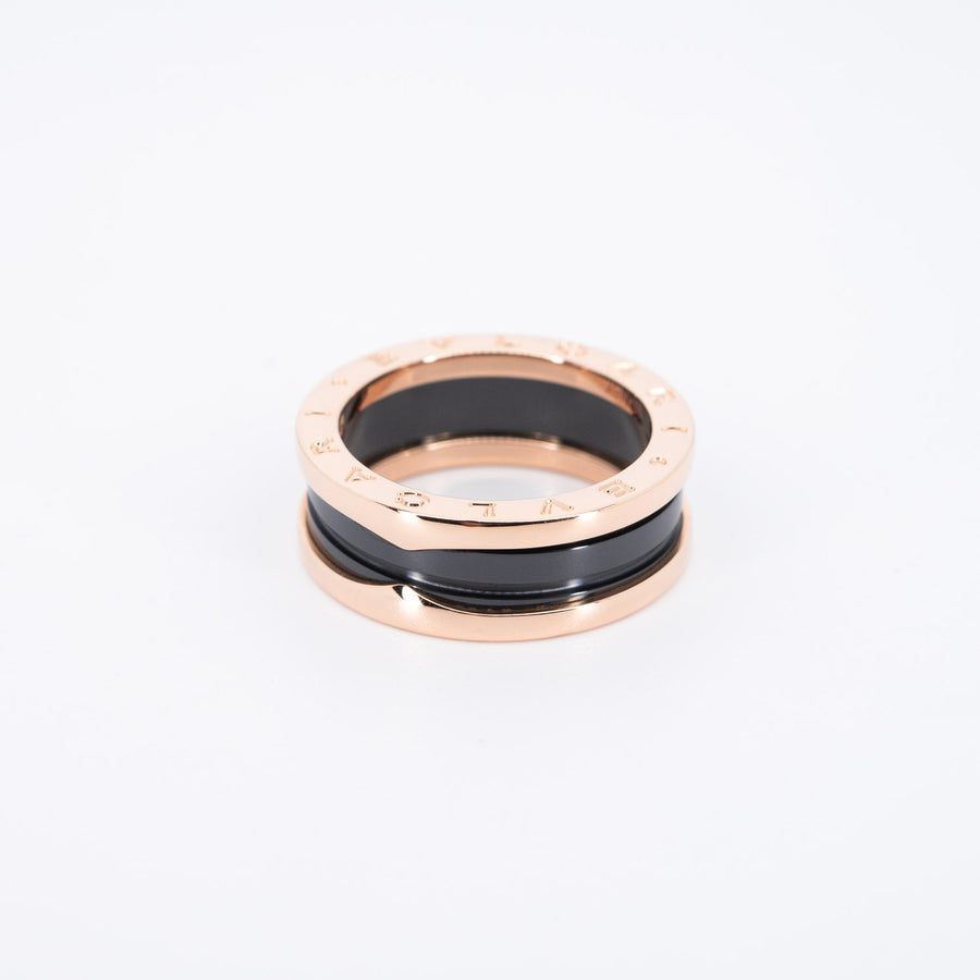 แหวน Bvlgari B.zero1 2band Black Ceramic Ring 18K Rose Gold Size 59# (Used) #vrbvrim 6404