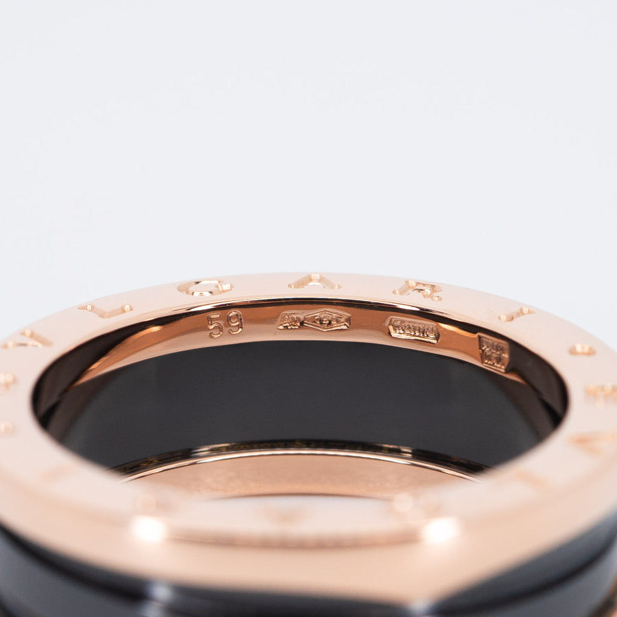 แหวน Bvlgari B.zero1 2band Black Ceramic Ring 18K Rose Gold Size 59# (Used) #vrbvrim 6404