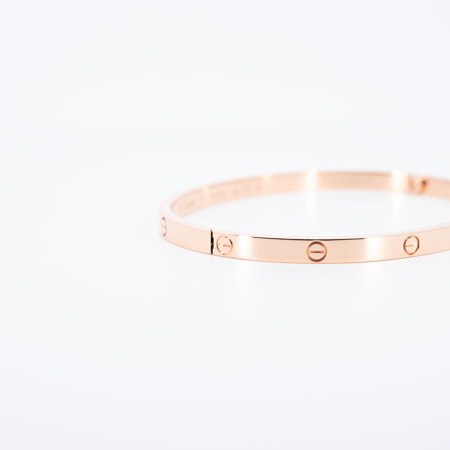 กำไล Cartier Love Bracelet SM 18K Rose Gold Size 17# (Used) #vrcab 6477