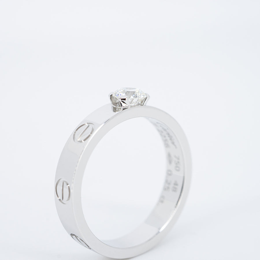 แหวน Cartier Love Solitaire Ring 0.25ct F VVS1 18K White Gold Size 48# (Used) #vrcarim 6427