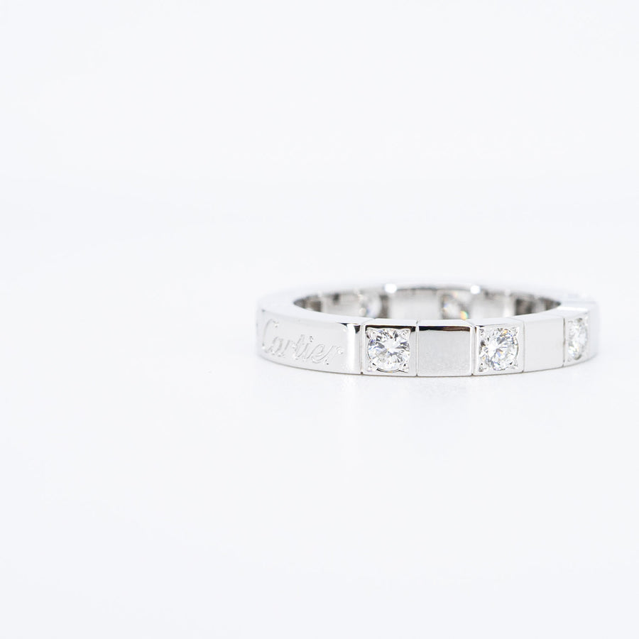 แหวน Cartier Lanieres With Half Diamonds Ring 18K White Gold Size 50# (Used) #vrcarim 6426