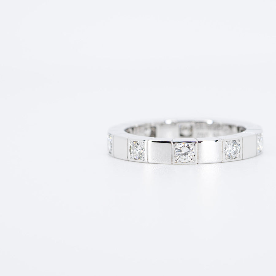 แหวน Cartier Lanieres With Half Diamonds Ring 18K White Gold Size 50# (Used) #vrcarim 6426