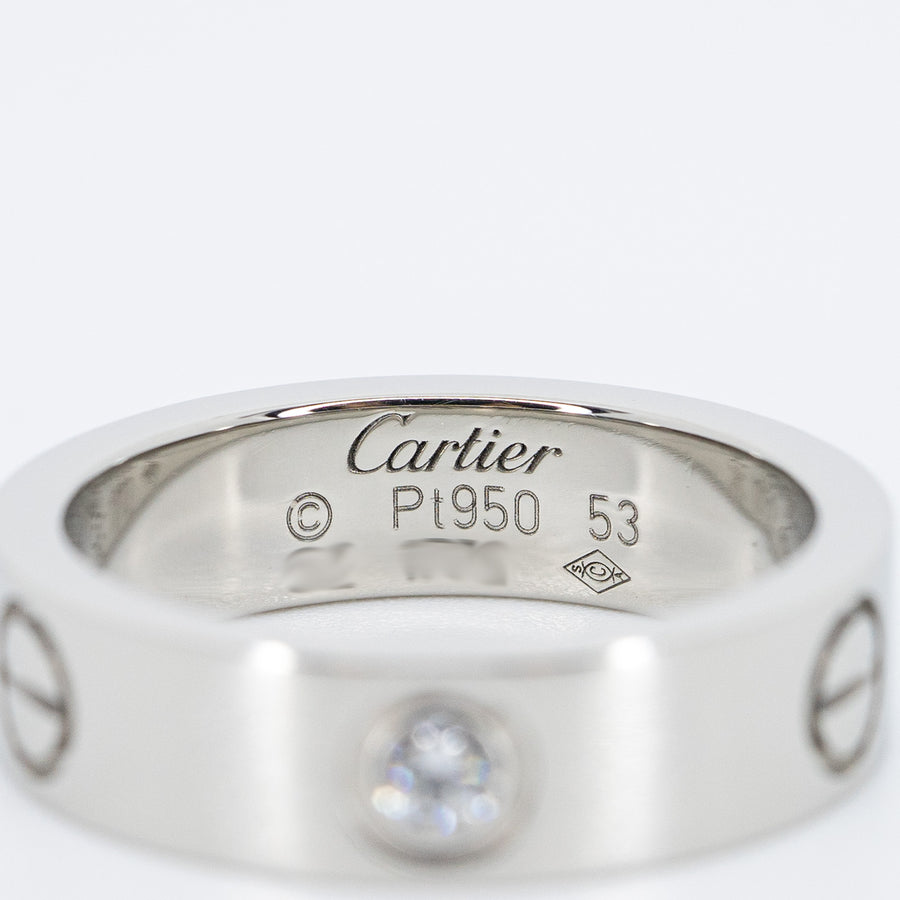 **hold k.b**แหวน Cartier Love 1Diamond Ring Platinum950 Size 53# (Used) #vrcarim 6453