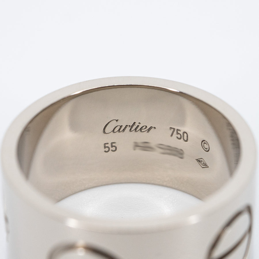 แหวน Cartier Love Ring Large Model 11 mm. 18K White Gold Size 55# (Used) #vrca 0747