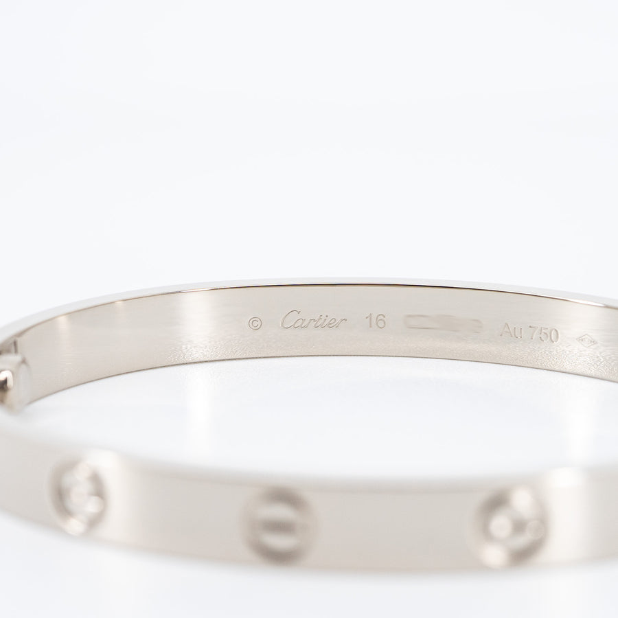 กำไล Cartier Love Bracelet 18K White Gold Size 16# (Used) #vrcab 6476