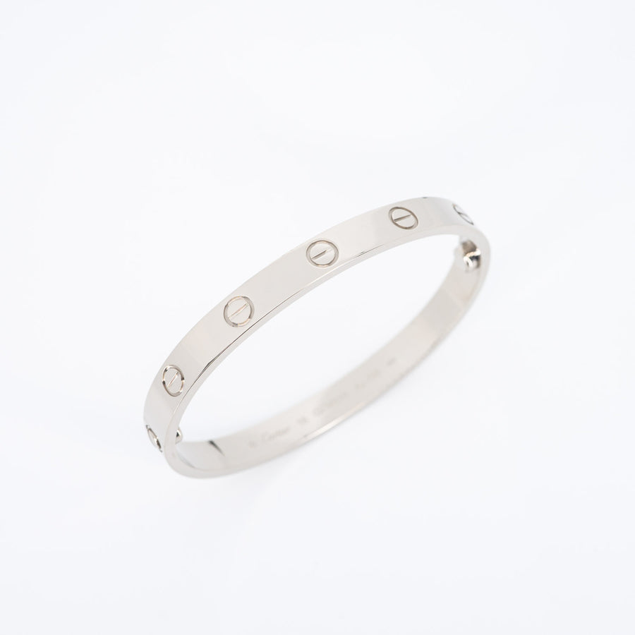 กำไล Cartier Love Bracelet 18K White Gold Size 16# (Used) #vrcab 6476