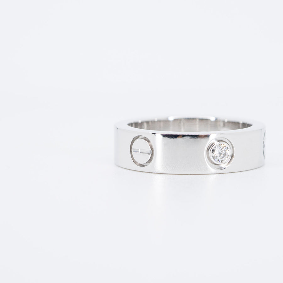 แหวน Cartier Love 3Diamonds Ring 18K White Gold Size 54# (Used) #vrcar 6522