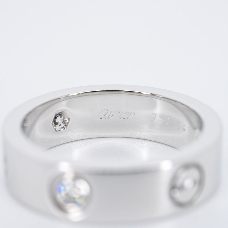 แหวน Cartier Love 3Diamonds Ring 18K White Gold Size 54# (Used) #vrcar 6522