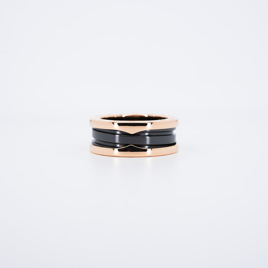 แหวน Bvlgari B.zero1 2band Black Ceramic Ring 18K Rose Gold Size 53# (Used) #vrbvn 6564