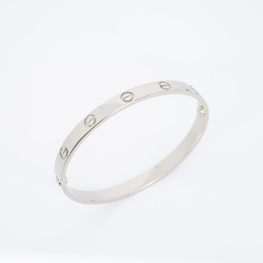 กำไล Cartier Love Bracelet Classic Lock System 18K White Gold Size 18# (Used) #vrca 0754