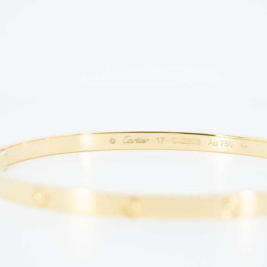 กำไล Cartier Love Bracelet SM 18K Yellow Gold Size 17# (Used) #vrcab 6542