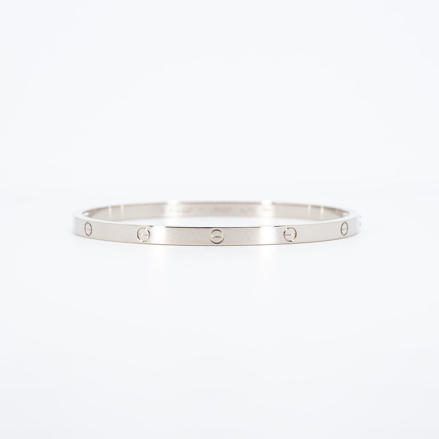 กำไล Cartier Love Bracelet SM 18K White Gold Size 17# (Used) #vrcab 6550