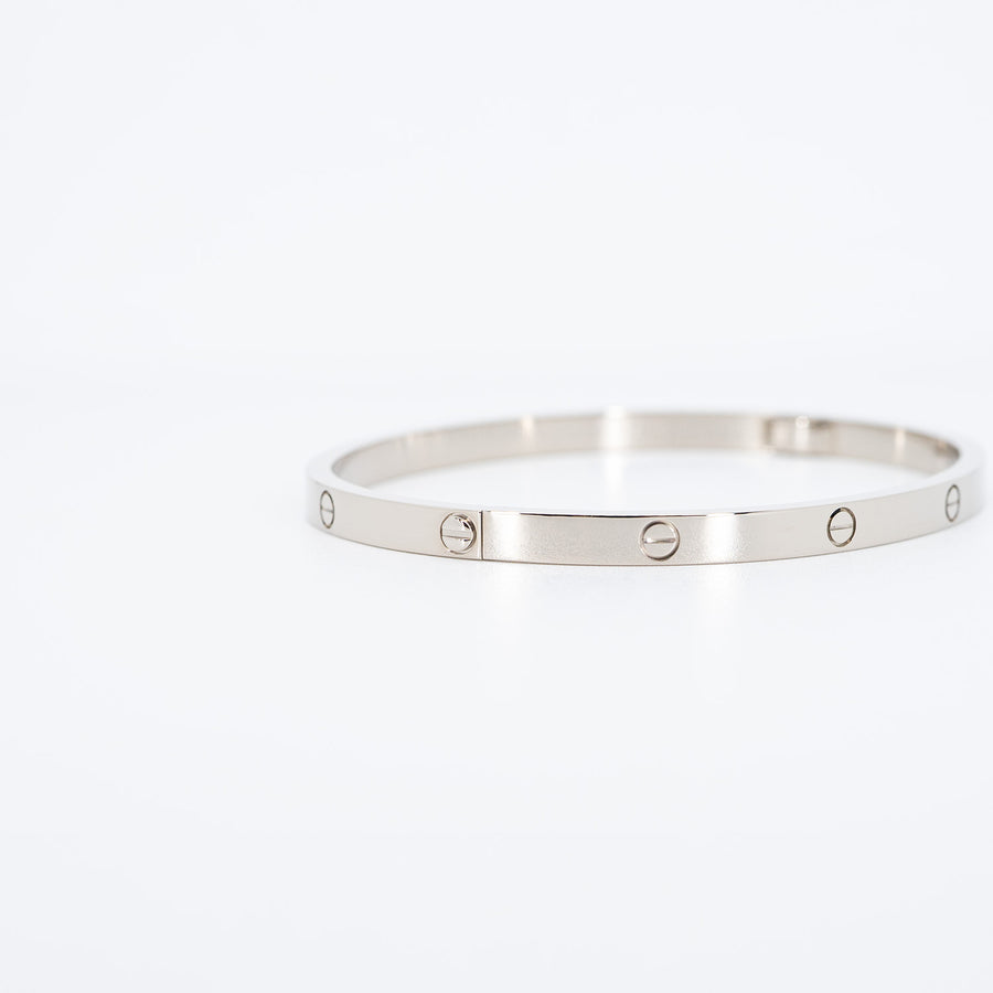 กำไล Cartier Love Bracelet SM 18K White Gold Size 17# (Used) #vrcab 6550