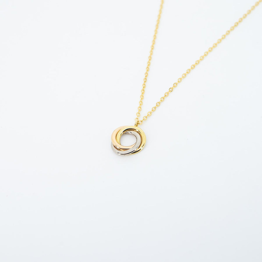 สร้อยและจี้ Cartier Trinity pendant and necklace, paved 3Color Size 36-40cm.# (Used) #vrca 1064