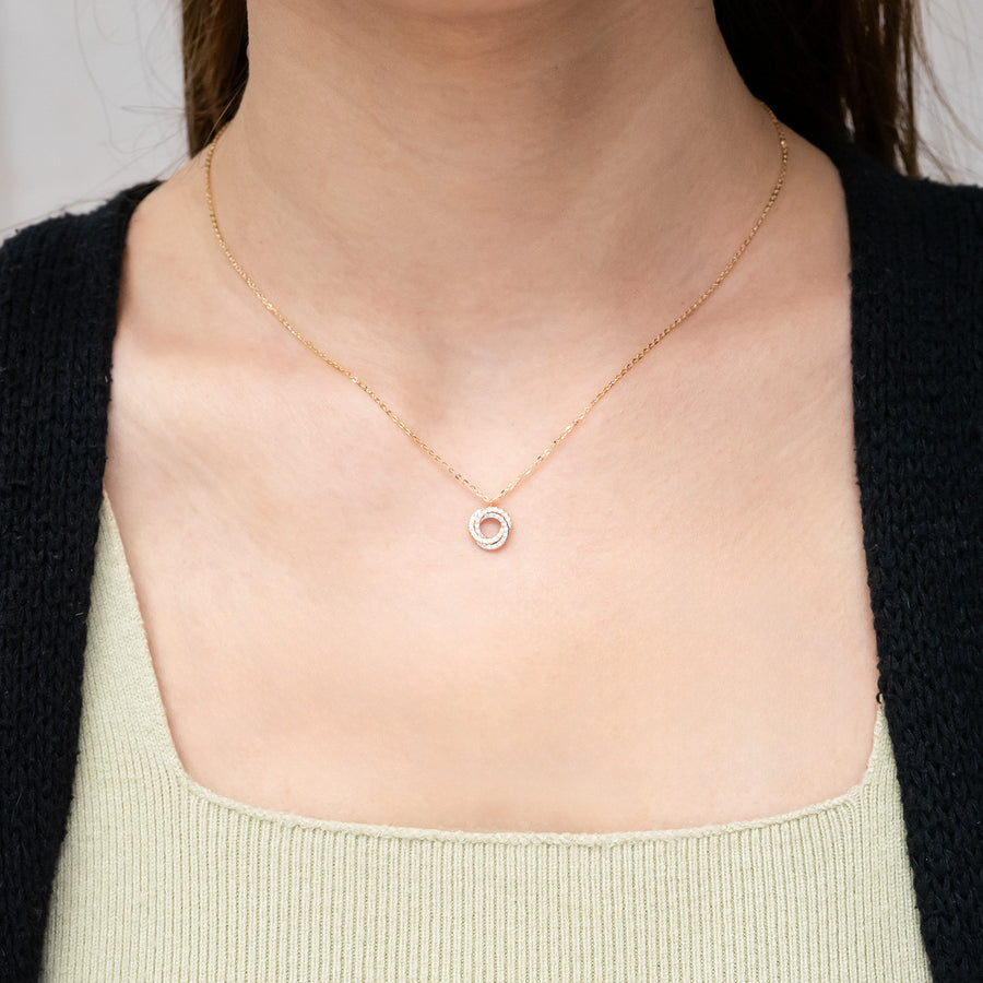 สร้อยและจี้ Cartier Trinity pendant and necklace, paved 3Color Size 36-40cm.# (Used) #vrca 1064