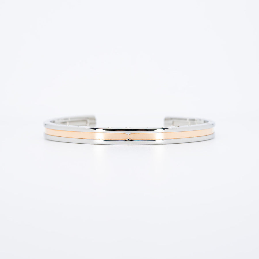 กำไล Bvlgari B.zero1 Cuff Bracelet in Stainless steel and Rose Gold Size M# (Used) #vrbvbim 6583