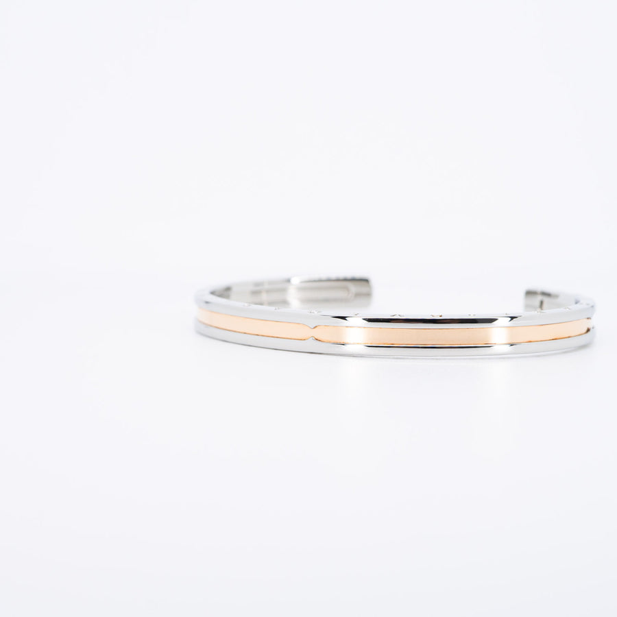 กำไล Bvlgari B.zero1 Cuff Bracelet in Stainless steel and Rose Gold Size M# (Used) #vrbvbim 6583