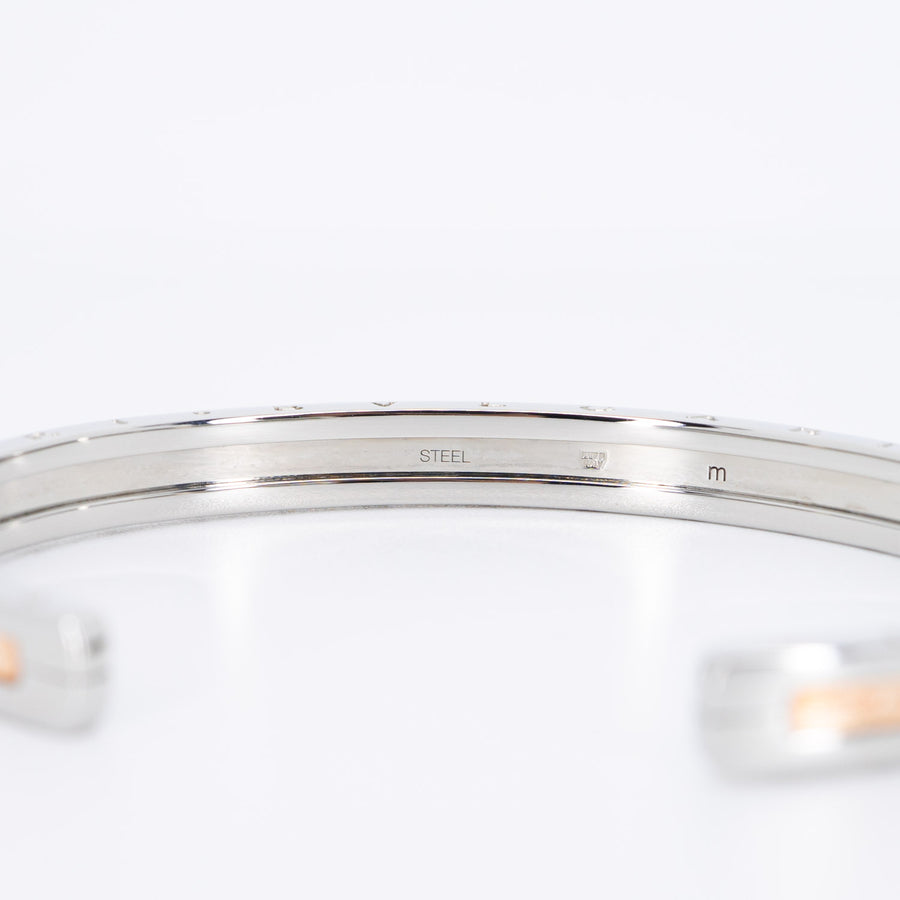 กำไล Bvlgari B.zero1 Cuff Bracelet in Stainless steel and Rose Gold Size M# (Used) #vrbvbim 6583