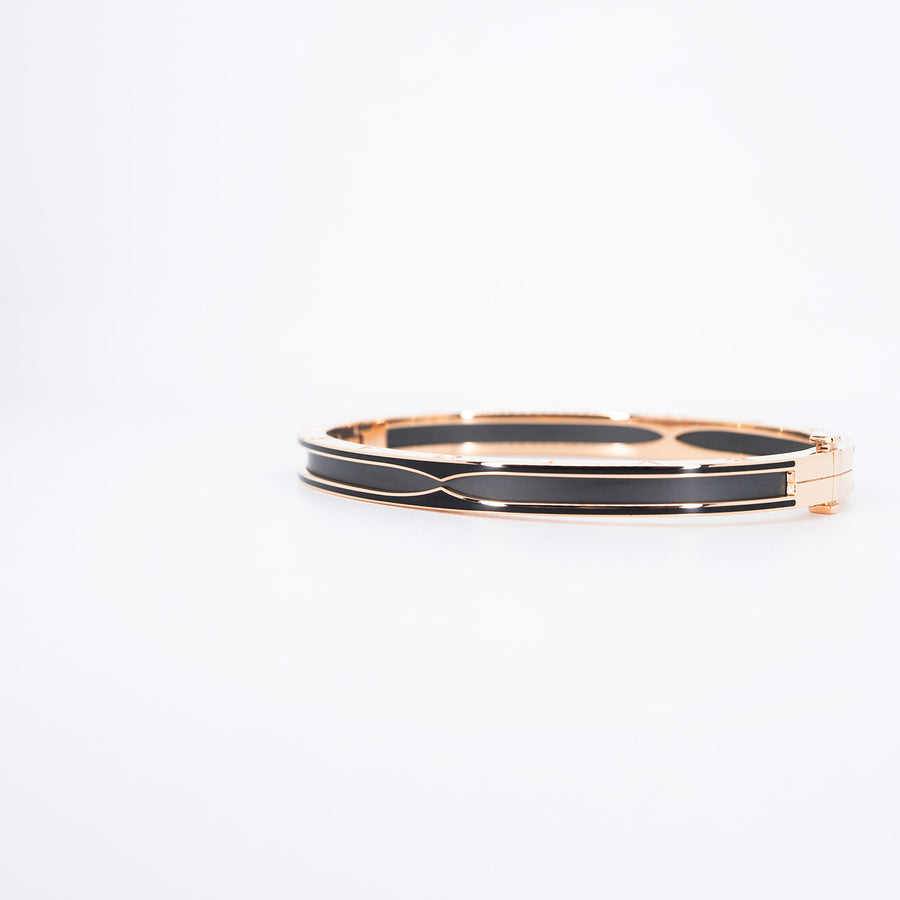 กำไล Bvlgari B.zero1 Bracelet with matte black ceramic 18K Rose Gold Size M# (Used) #vrbvbim 6584