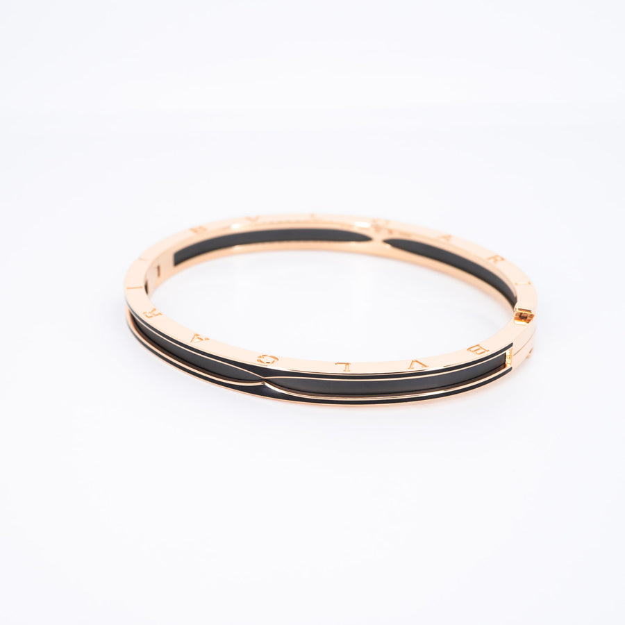 กำไล Bvlgari B.zero1 Bracelet with matte black ceramic 18K Rose Gold Size M# (Used) #vrbvbim 6584