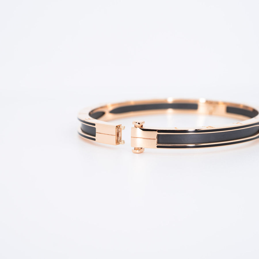 กำไล Bvlgari B.zero1 Bracelet with matte black ceramic 18K Rose Gold Size M# (Used) #vrbvbim 6584