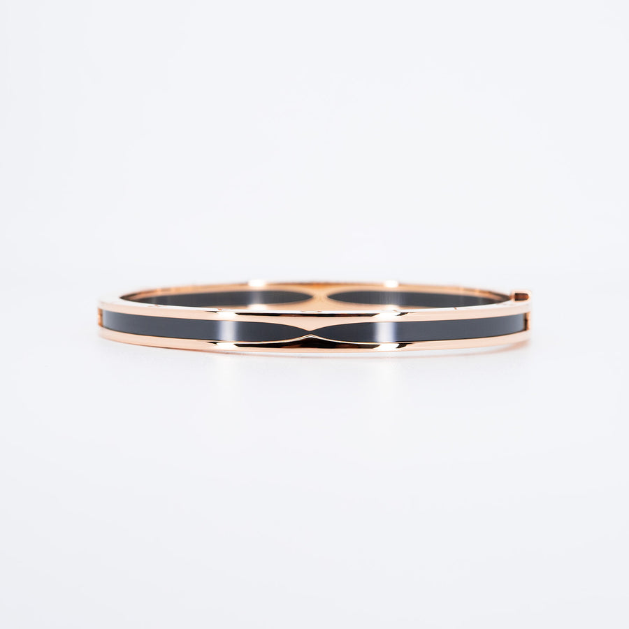 กำไล Bvlgari B.zero1 Bangle Bracelet with Black Ceramic 18K Rose Gold Size M# (Used) #vrbvbim 6580