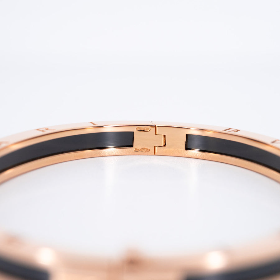 กำไล Bvlgari B.zero1 Bangle Bracelet with Black Ceramic 18K Rose Gold Size M# (Used) #vrbvbim 6580