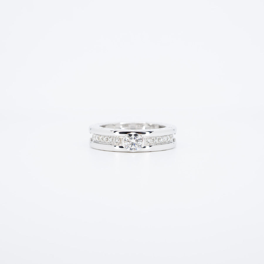 แหวน Bvlgari B.zero1 1band Solitaire Ring 0.34ct F VS1 with Pave Diamonds 18K White Gold Size 51# (Used) #vrbvrim 6570