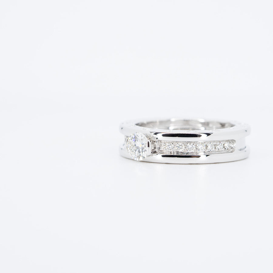 แหวน Bvlgari B.zero1 1band Solitaire Ring 0.34ct F VS1 with Pave Diamonds 18K White Gold Size 51# (Used) #vrbvrim 6570