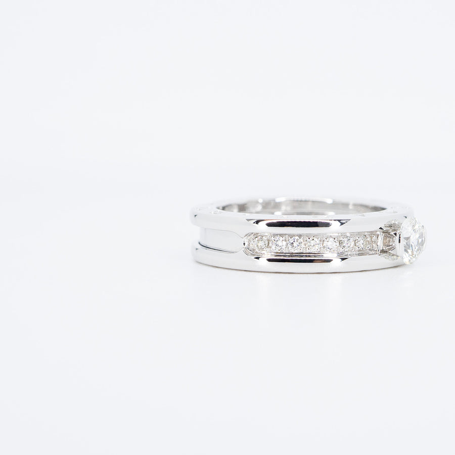 แหวน Bvlgari B.zero1 1band Solitaire Ring 0.34ct F VS1 with Pave Diamonds 18K White Gold Size 51# (Used) #vrbvrim 6570