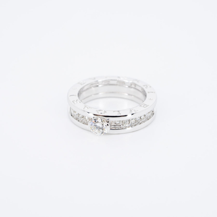 แหวน Bvlgari B.zero1 1band Solitaire Ring 0.34ct F VS1 with Pave Diamonds 18K White Gold Size 51# (Used) #vrbvrim 6570