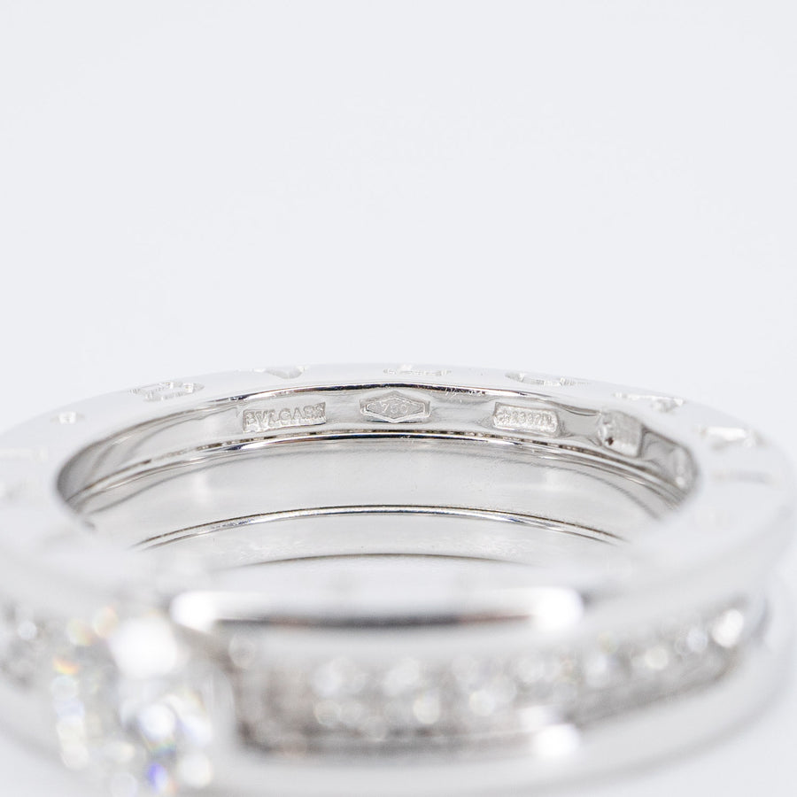 แหวน Bvlgari B.zero1 1band Solitaire Ring 0.34ct F VS1 with Pave Diamonds 18K White Gold Size 51# (Used) #vrbvrim 6570