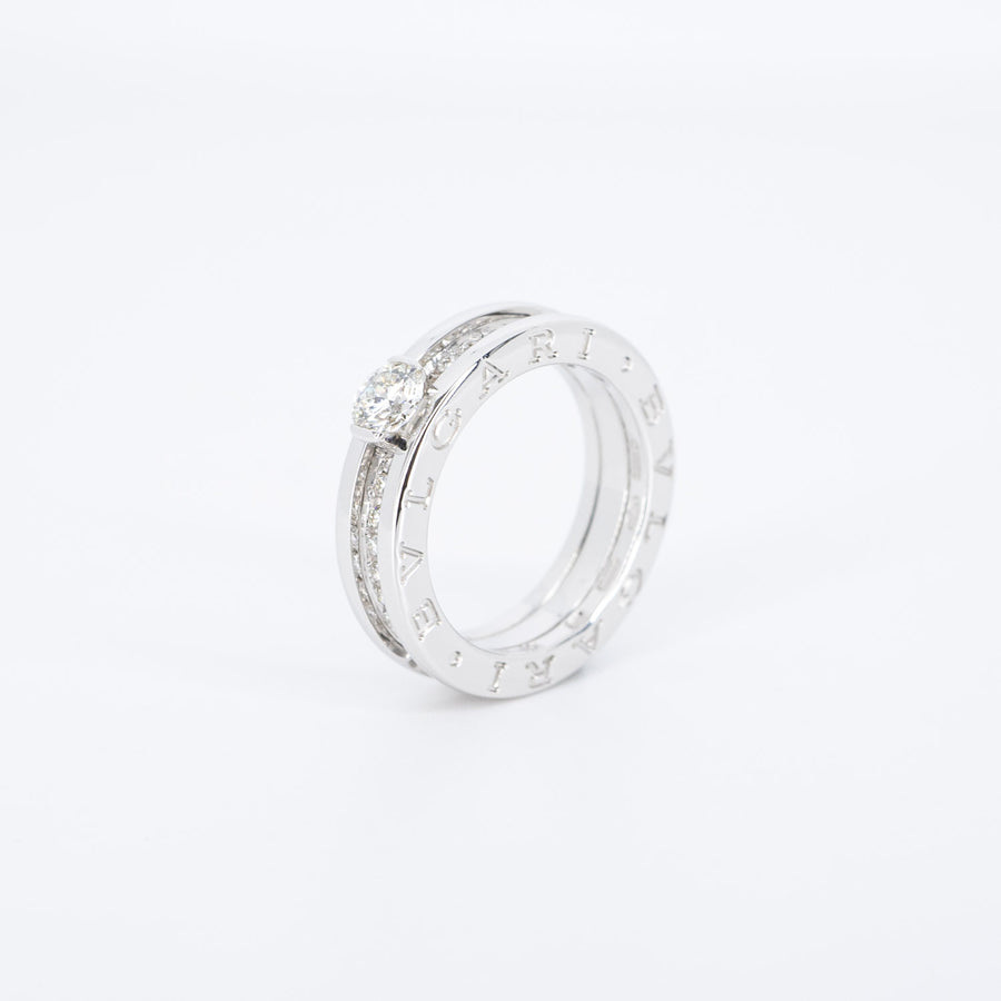 แหวน Bvlgari B.zero1 1band Solitaire Ring 0.34ct F VS1 with Pave Diamonds 18K White Gold Size 51# (Used) #vrbvrim 6570