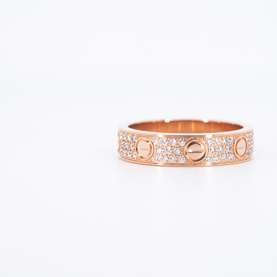 แหวน Cartier Love Band with Pave Diamonds 18K Rose Gold Size 46# (Used) #vrca 0766